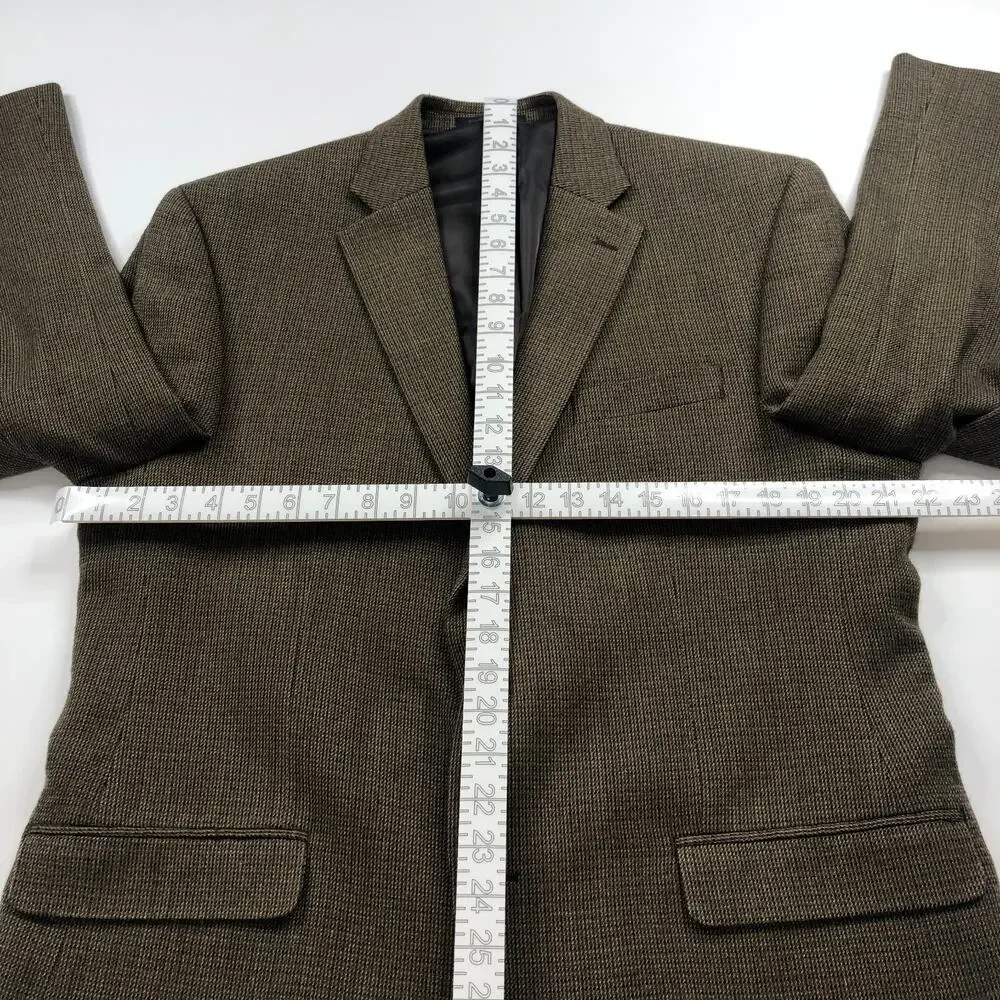 Chaps 44 L Long Men's 100% Wool Knit Button Sport Coat Jacket Brown MINT